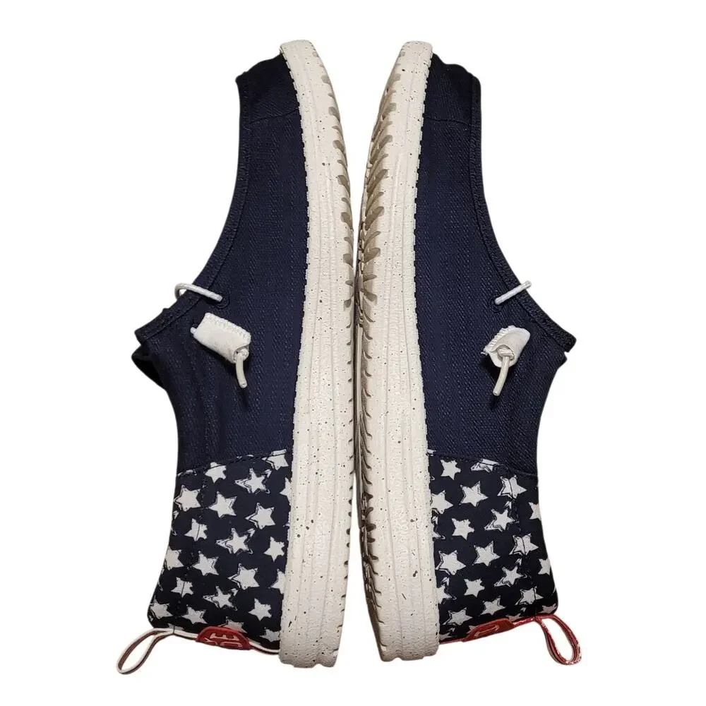 Hey Dude Men's Wally Funk Americana Stars Slip-On Shoes Foam Insole Size 13 EUC